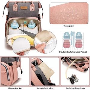 BRAND NEW still in packing plastic diaper bag with changing station.